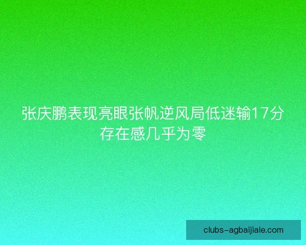 张庆鹏表现亮眼张帆逆风局低迷输17分存在感几乎为零